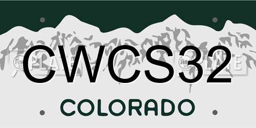 CWCS32 Colorado License Plate