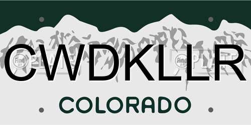 CWDKLLR Colorado License Plate