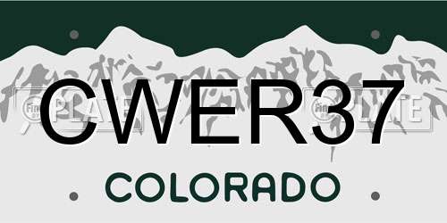 CWER37 Colorado License Plate