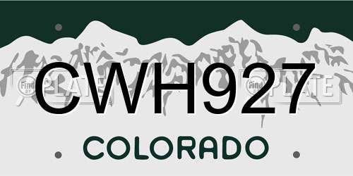 CWH927 Colorado License Plate