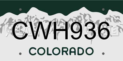 CWH936 Colorado License Plate