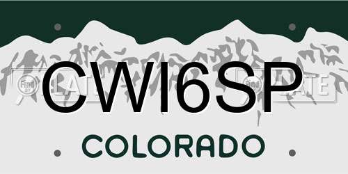 CWI6SP Colorado License Plate