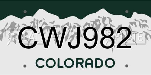 CWJ982 Colorado License Plate