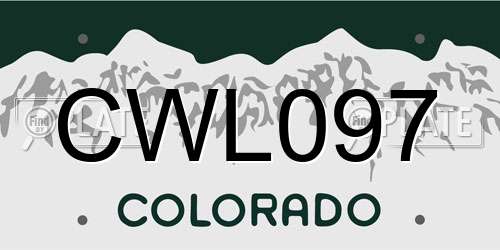 CWL097 Colorado License Plate