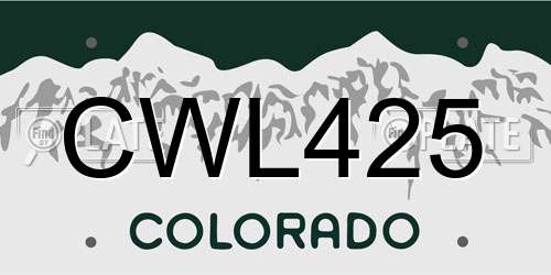 CWL425 Colorado License Plate