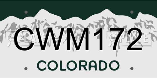 CWM172 Colorado License Plate