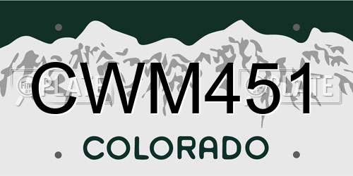 CWM451 Colorado License Plate