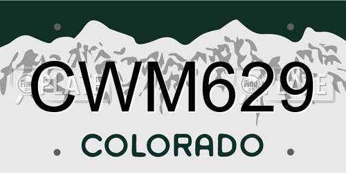 CWM629 Colorado License Plate