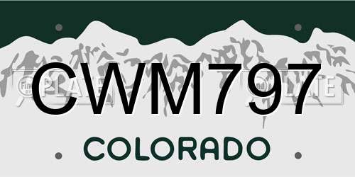 CWM797 Colorado License Plate