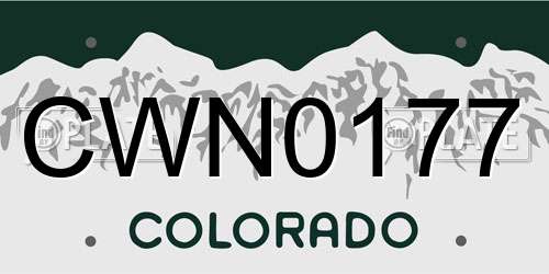 CWN0177 Colorado License Plate
