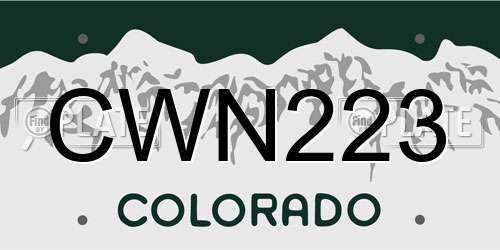 CWN223 Colorado License Plate