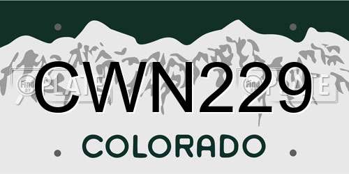 CWN229 Colorado License Plate