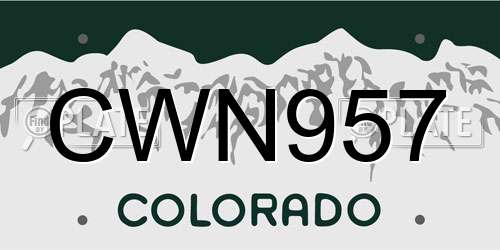 CWN957 Colorado License Plate