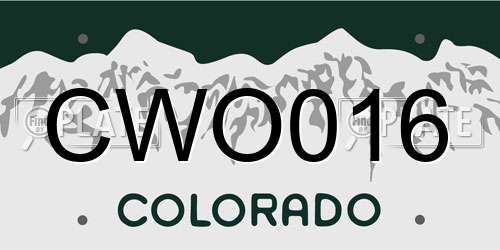 CWO016 Colorado License Plate