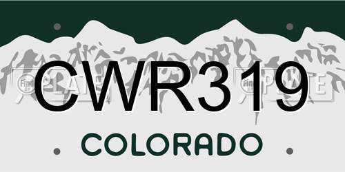 CWR319 Colorado License Plate