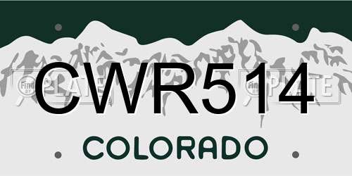 CWR514 Colorado License Plate