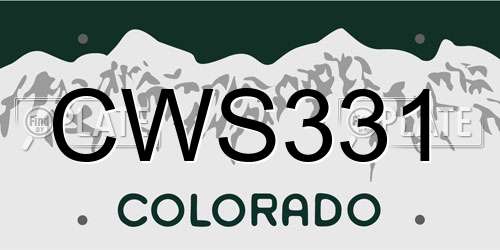 CWS331 Colorado License Plate
