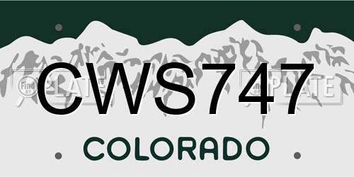 CWS747 Colorado License Plate