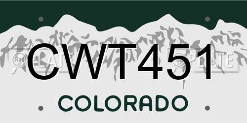 CWT451 Colorado License Plate