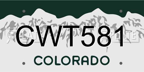 CWT581 Colorado License Plate