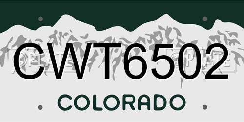 CWT6502 Colorado License Plate