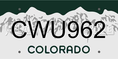 CWU962 Colorado License Plate