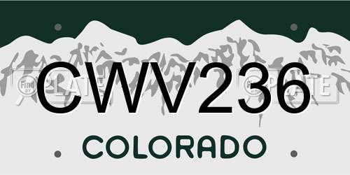 CWV236 Colorado License Plate