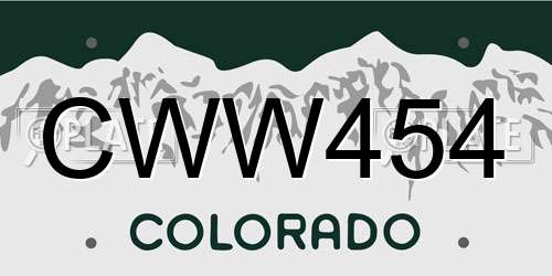 CWW454 Colorado License Plate