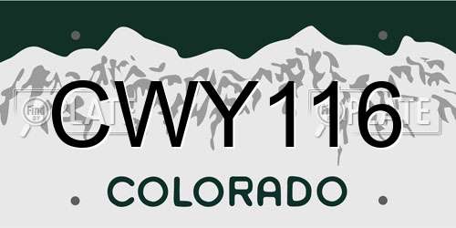 CWY116 Colorado License Plate