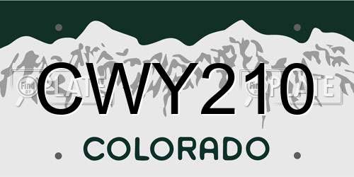 CWY210 Colorado License Plate