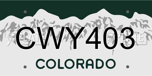 CWY403 Colorado License Plate