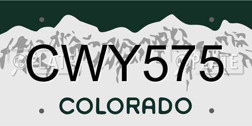 CWY575 Colorado License Plate