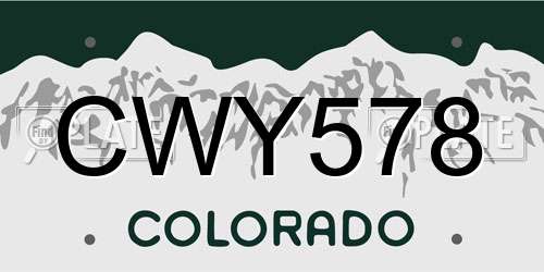 CWY578 Colorado License Plate