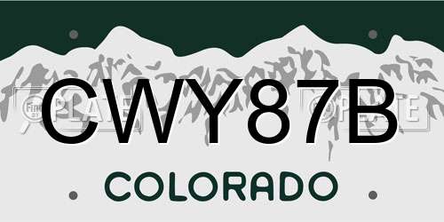 CWY87B Colorado License Plate