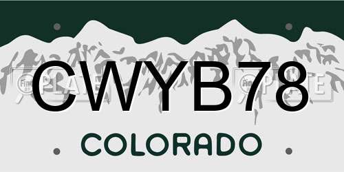 CWYB78 Colorado License Plate