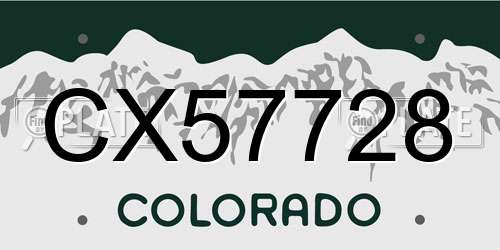 CX57728 Colorado License Plate