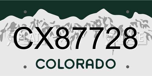 CX87728 Colorado License Plate