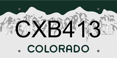 CXB413 Colorado License Plate