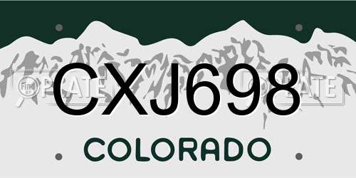 CXJ698 Colorado License Plate