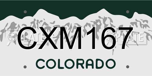 CXM167 Colorado License Plate