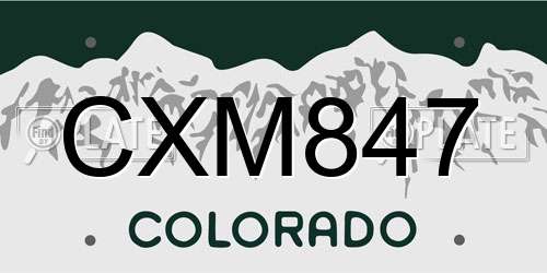 CXM847 Colorado License Plate
