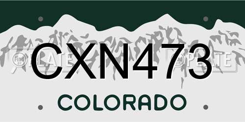 CXN473 Colorado License Plate