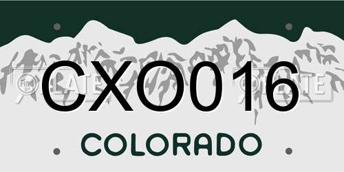 CXO016 Colorado License Plate