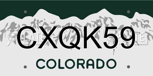 CXQK59 Colorado License Plate