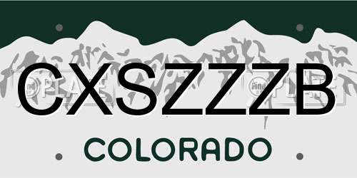 CXSZZZB Colorado License Plate