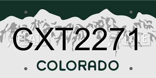 CXT2271 Colorado License Plate