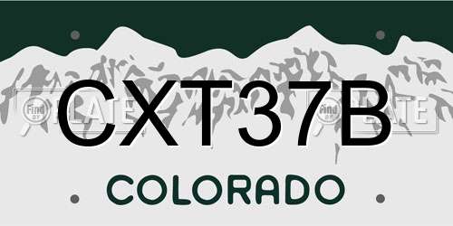 CXT37B Colorado License Plate