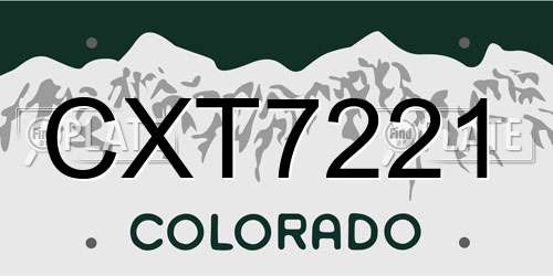 CXT7221 Colorado License Plate