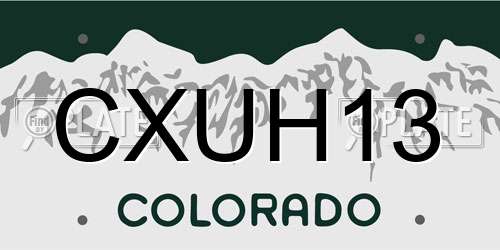 CXUH13 Colorado License Plate
