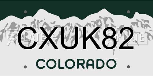 CXUK82 Colorado License Plate